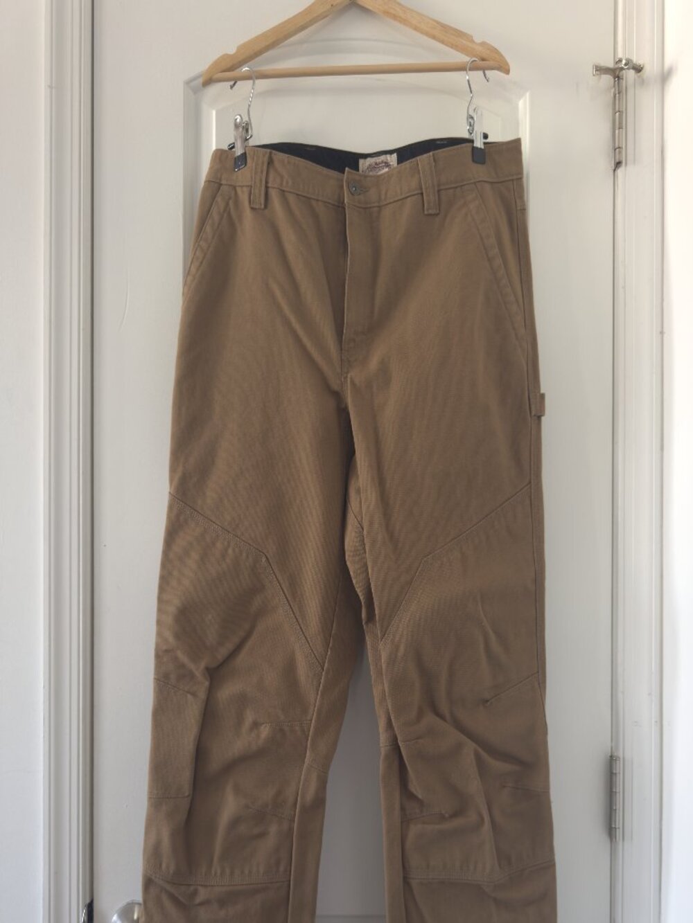 LL Bean Katahdin Iron Works Double Knee Canvas Work Pants - Tan / Beige - 36x32